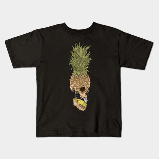pineapple skull Kids T-Shirt by PaperHead